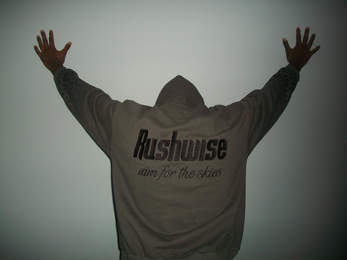 Grey Cheetah-Sleeve Hoodie