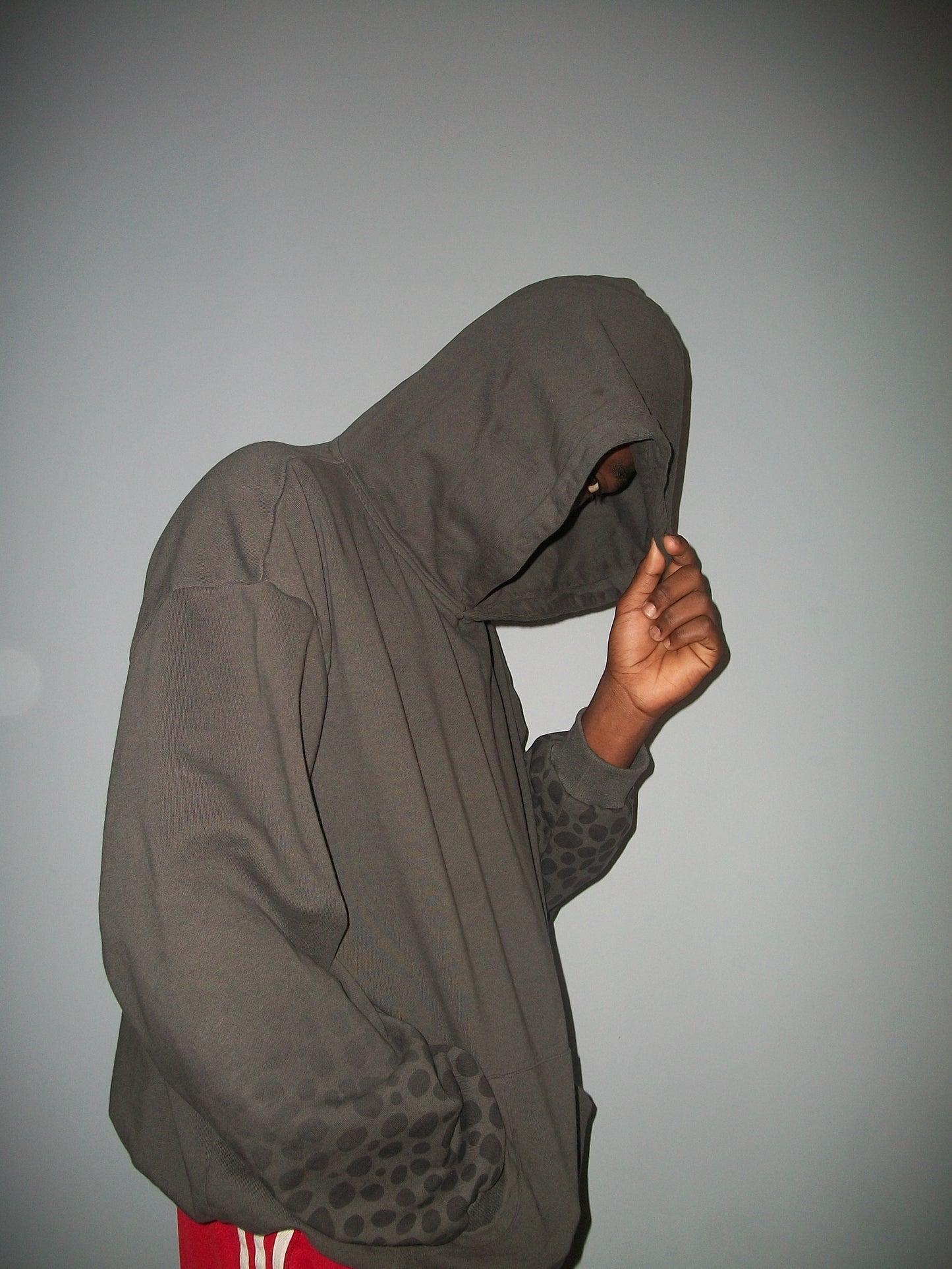 Grey Cheetah-Sleeve Hoodie