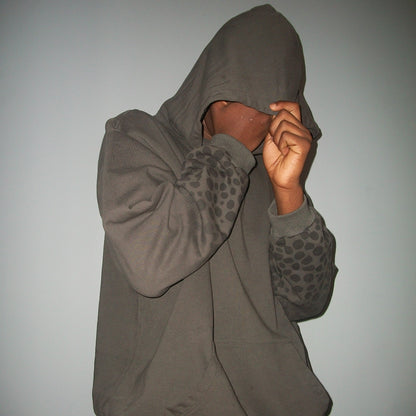 Grey Cheetah-Sleeve Hoodie