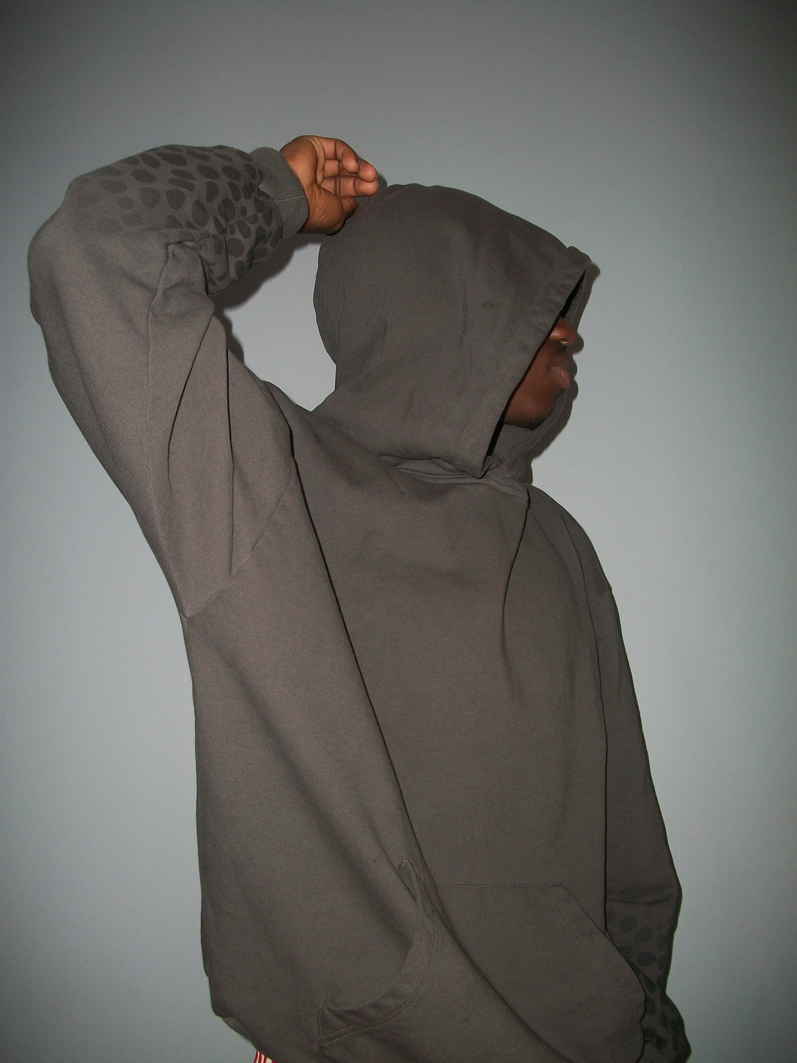 Grey Cheetah-Sleeve Hoodie