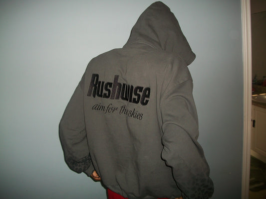 Grey Cheetah-Sleeve Hoodie