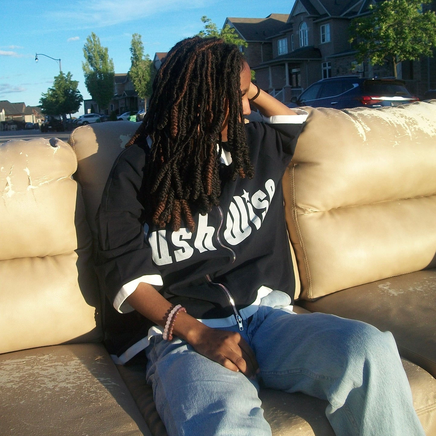 Oversized Zip-Up Polo tee