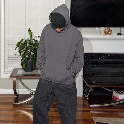 Grey Cheetah-Sleeve Hoodie